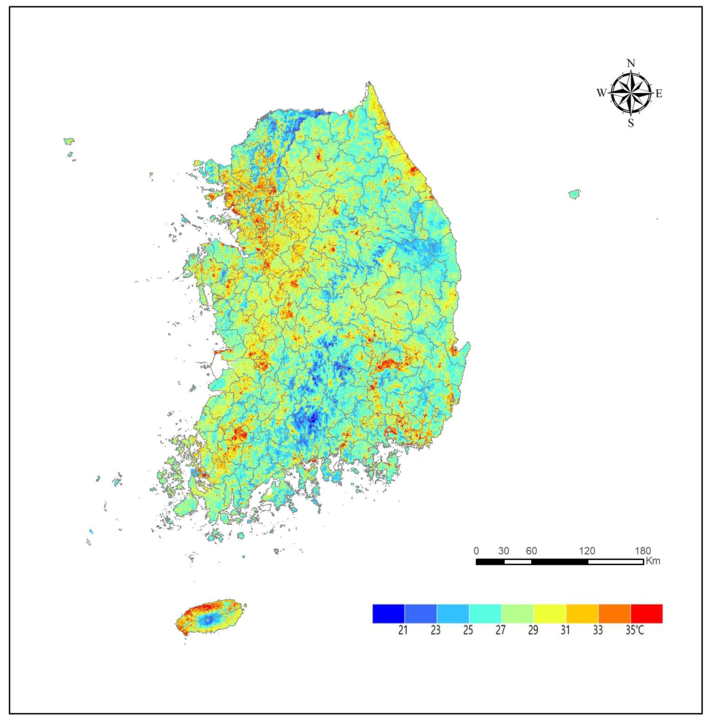전국 여름철 지표온도지도,환경부.png 전국 여름철 지표온도지도,환경부.png