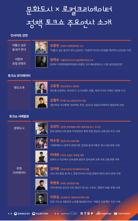 문화도시X로컬크리에이터정책토크쇼주요연사소개.png 문화도시X로컬크리에이터정책토크쇼주요연사소개.png