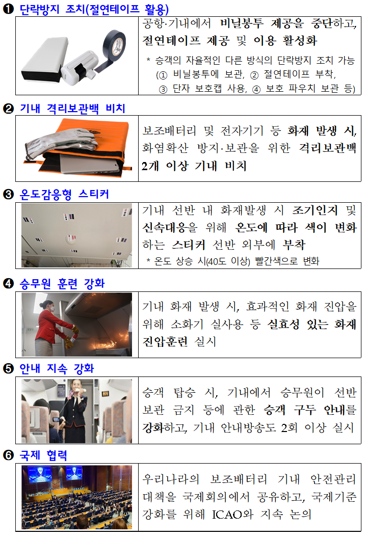 보조배터리 기내안전관리 대책 9월 1일부터 보완 시행