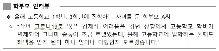 이제 더 이상 학비 걱정 없이 고등학교에 다녀요!