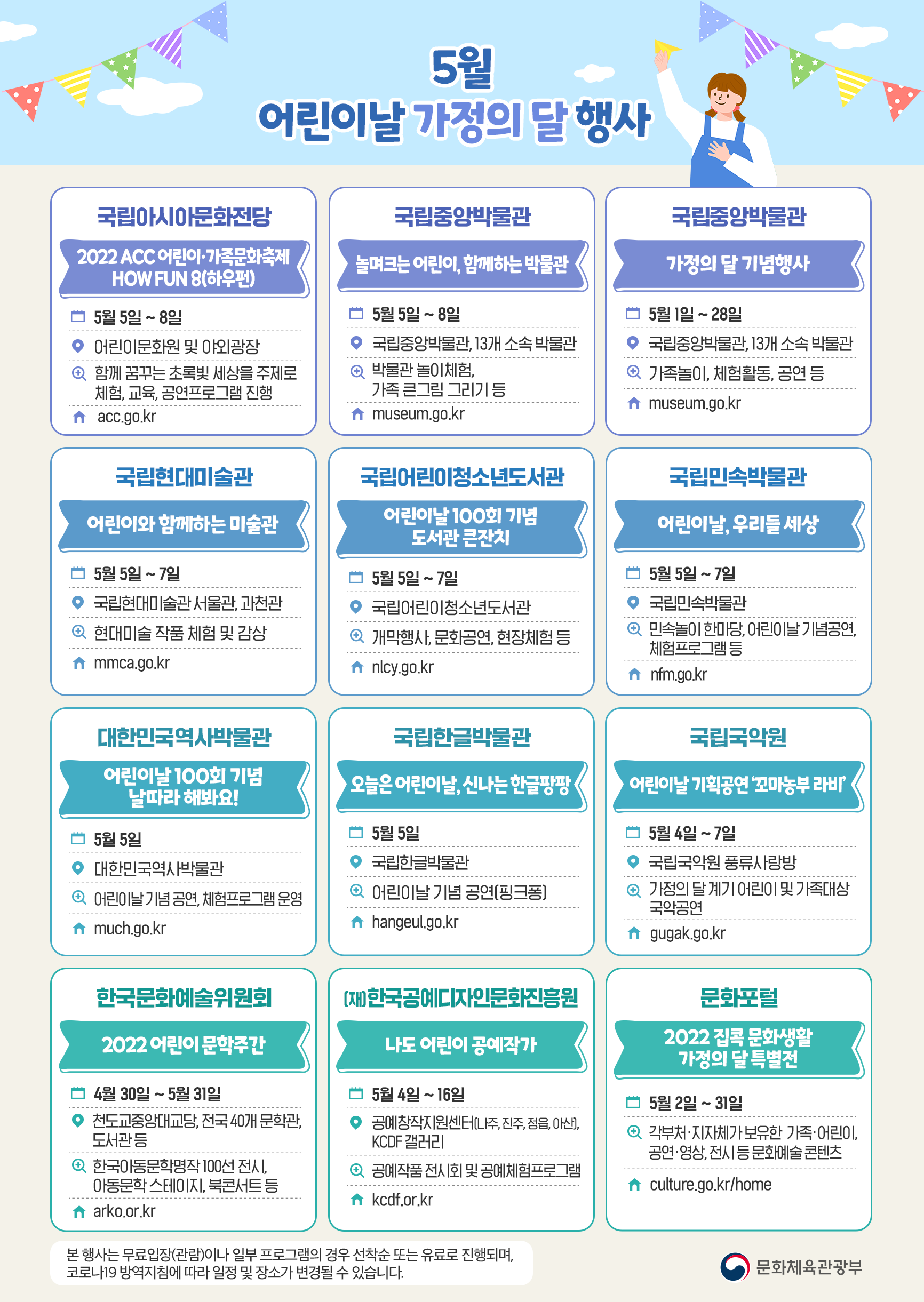 어린이날 100주년 기념 가정의 달 행사로 일상 회복하세요